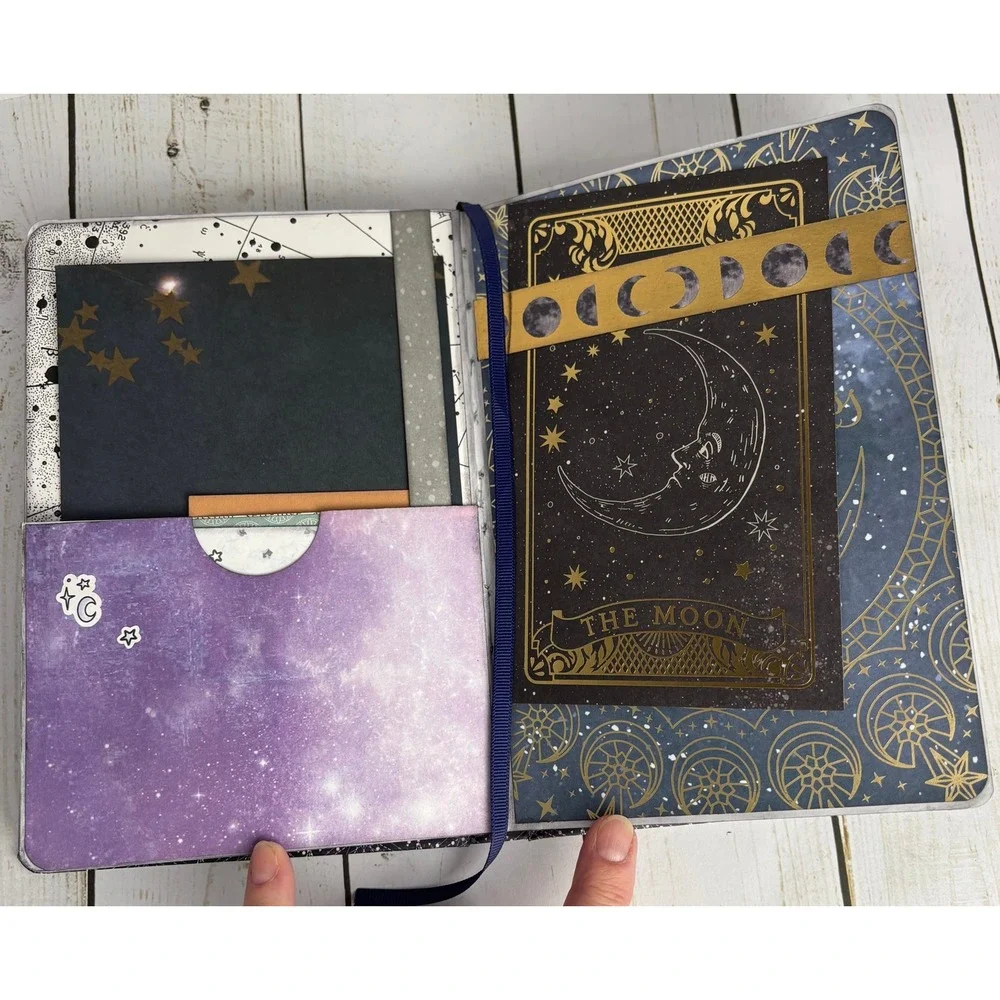 Handmade Celestial Junk Journal Night Sky Moon Stars Constellation Scrapbook